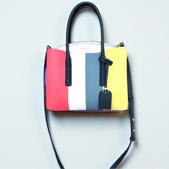 Kate Spade Crossbody Leather Satchel Colorblock Top Handle Crossbody Like-New - Picture 3 of 14
